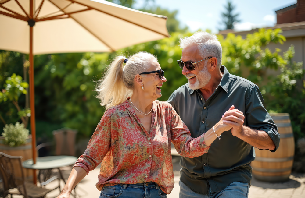 Preview image of an older couple dancing outdoors for hormone wellness care